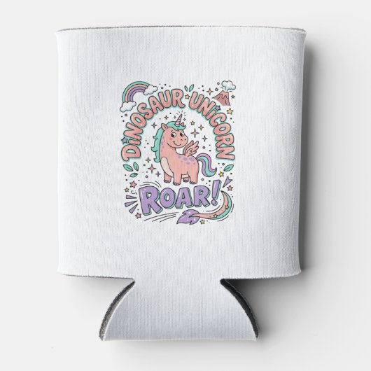 Eenhoorn Dinosaurus Eenhoorn Brul Retro Stijl T-Sh Blikjeskoeler (Voorkant)