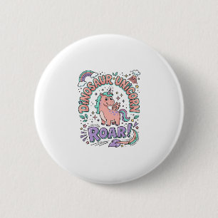 Eenhoorn Dinosaurus Eenhoorn Brul Retro Stijl T-Sh Ronde Button 5,7 Cm