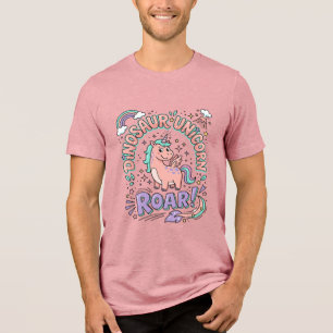 Eenhoorn Dinosaurus Eenhoorn Brul Retro Stijl T-Sh Tri-Blend Shirt
