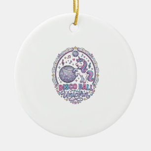 Eenhoorn Disco Bal Eenhoorn Speelse Print op Afroe Keramisch Ornament