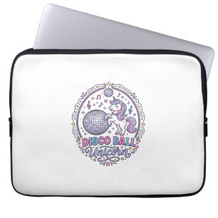 Eenhoorn Disco Bal Eenhoorn Speelse Print op Afroe Laptop Sleeve