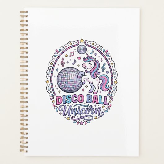 Eenhoorn Disco Bal Eenhoorn Speelse Print op Afroe Planner (Voorkant)