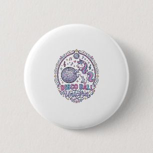 Eenhoorn Disco Bal Eenhoorn Speelse Print op Afroe Ronde Button 5,7 Cm