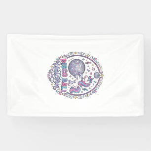 Eenhoorn Disco Bal Eenhoorn Speelse Print op Afroe Spandoek