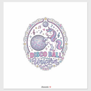 Eenhoorn Disco Bal Eenhoorn Speelse Print op Afroe Sticker