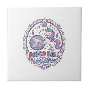 Eenhoorn Disco Bal Eenhoorn Speelse Print op Afroe Tegeltje