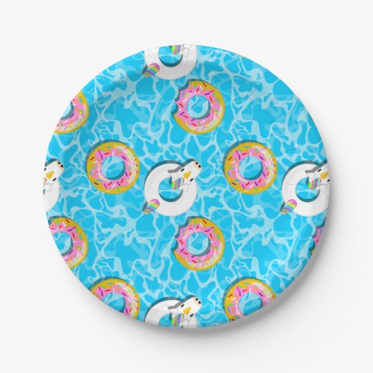Eenhoorn & Donut Floaties Papieren Bordje (Voorkant)