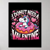 Eenhoorn Donut heeft Valentijn nodig Grappige Anti Poster (Voorkant)