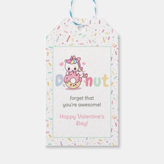 Eenhoorn Donut Valentijnsdag Label Cadeaulabel (Voorkant)