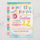 Eenhoorn Donut Waterverf Rainbow Verjaardag Kaart (Voorkant / Achterkant)