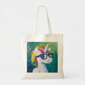 Eenhoorn draag brilschilderij tote bag (Voorkant)