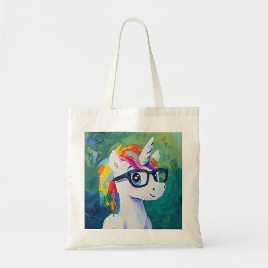 Eenhoorn draag brilschilderij tote bag (Voorkant)