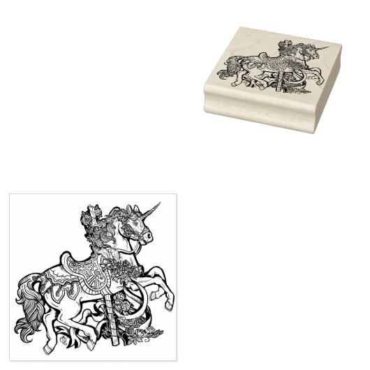 eenhoorn-draaipaard rubberstempel (Gestempeld)