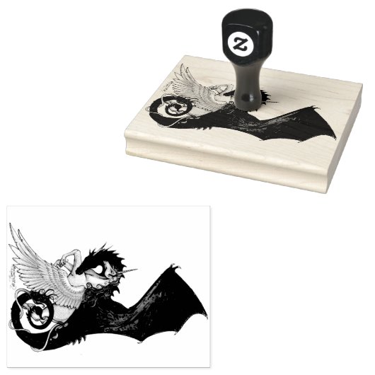 Eenhoorn Dragon Pegasus Pegacorn Spiraal Pony Paar Rubberstempel (Gestempeld)