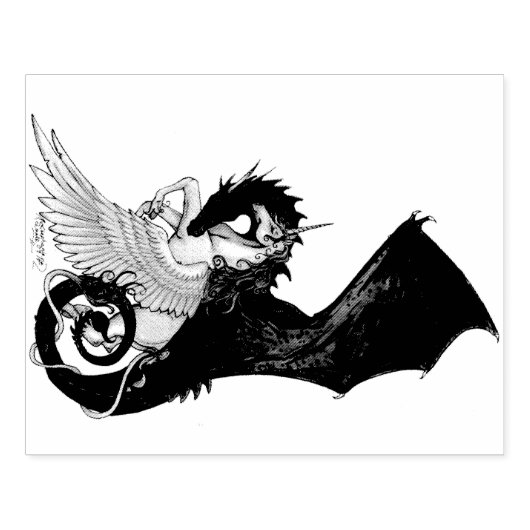 Eenhoorn Dragon Pegasus Pegacorn Spiraal Pony Paar Rubberstempel (Afrduk)