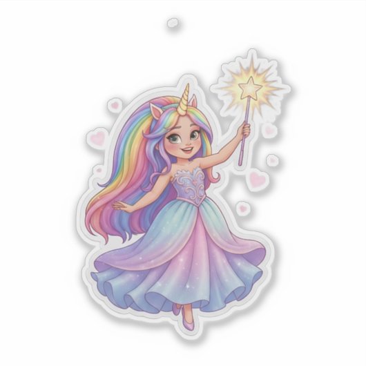 Eenhoorn Dream Princess Sticker (Voorkant)