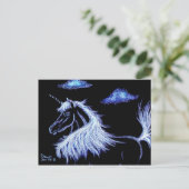 eenhoorn droomt blauw briefkaart (Staand voorkant)