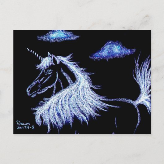eenhoorn droomt blauw briefkaart (Voorkant)