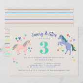 Eenhoorn Dubbele Verjaardag Party Uitnodiging (Voorkant / Achterkant)