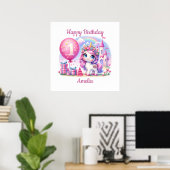  eenhoorn Eerste Verjaardag Poster (Thuiskantoor)