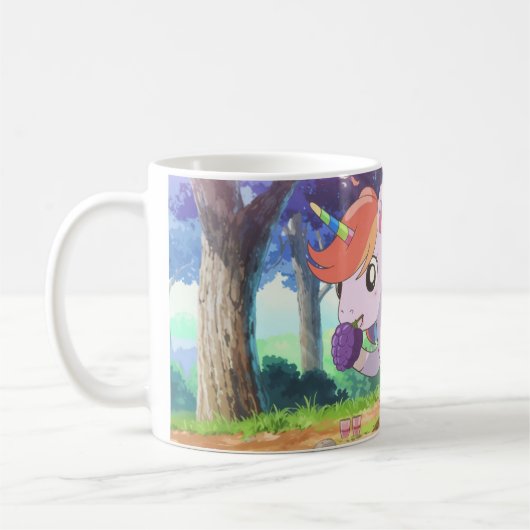 Eenhoorn eet druiven in het bos koffiemok (Links)