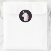 Eenhoorn Emoji (zwarte achtergrond) Ronde Sticker (Tas)