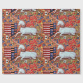 EENHOORN EN ANTIEK BLOEMMOTIEVEN CADEAUPAPIER (Vlak)