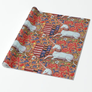 EENHOORN EN ANTIEK BLOEMMOTIEVEN CADEAUPAPIER