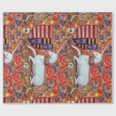 EENHOORN EN ANTIEK BLOEMMOTIEVEN CADEAUPAPIER (Vlak)