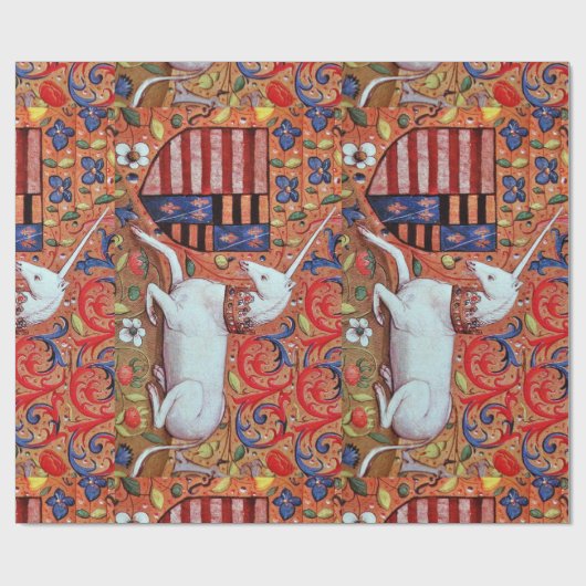 EENHOORN EN ANTIEK BLOEMMOTIEVEN CADEAUPAPIER (Vlak)