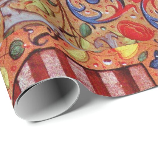 EENHOORN EN ANTIEK BLOEMMOTIEVEN CADEAUPAPIER (Rol Hoek)