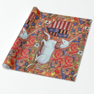 EENHOORN EN ANTIEK BLOEMMOTIEVEN CADEAUPAPIER