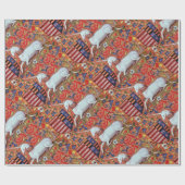 EENHOORN EN ANTIEK BLOEMMOTIEVEN CADEAUPAPIER (Vlak)