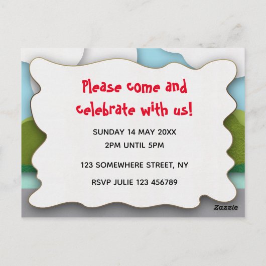 Eenhoorn en Bunny Eerste Verjaardag Uitnodiging (Achterkant)