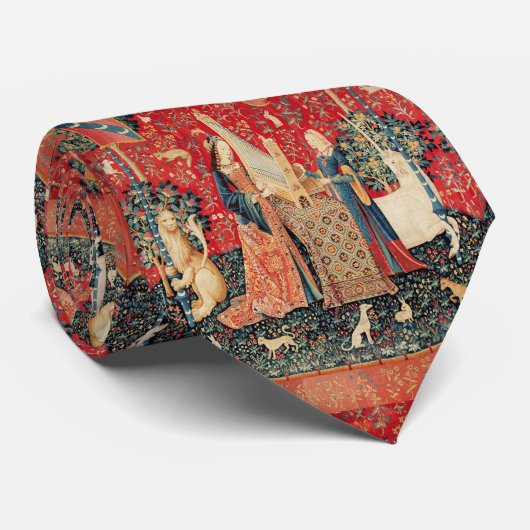 EENHOORN EN DAME SPELEN ORGEL, DIEREN Fantasie Stropdas (Opgerold)