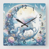 Eenhoorn en de maan vierkante klok (Voorkant)