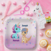 Eenhoorn en Dino Gemeenschappelijk Kinder Partij P Papieren Bordje (Feest)