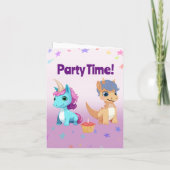 Eenhoorn en Dinosaurus Kinder Joint Birthday Party (Achterkant)