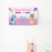 Eenhoorn en Dinosaurus Kinder Partij Spandoek (Insitu)