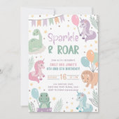 Eenhoorn en Dinosaurus Uitnodigingen Samen met een (Voorkant)