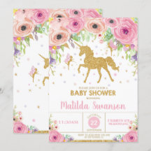 Eenhoorn en Fairy Baby shower Uitnodiging Baby Gir