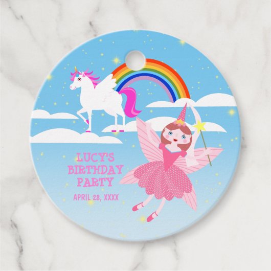 Eenhoorn en Fairy Magic verjaardagsfeestje Bedankjes Labels (Voorkant)