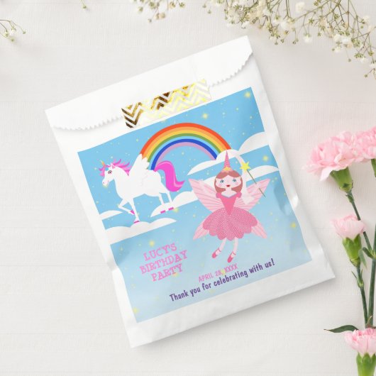 Eenhoorn en Fairy Magic verjaardagsfeestje Bedankzakje (Gezegeld)