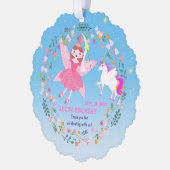 Eenhoorn en Fairy Magic verjaardagsfeestje Ornament Kaart (Links)