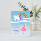 Eenhoorn en Fairy Magic verjaardagsfeestje Uitnodiging Briefkaart (Staand voorkant)