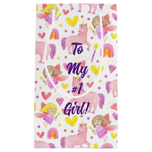 Eenhoorn en Fairy Patterned Klein Cadeauzakje (Voorkant)