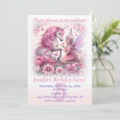 Eenhoorn en Fairy Verjaardagsfeest Kaart (Staand voorkant)