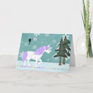 Eenhoorn en Fairy Winter Vakantie Groet Kaart