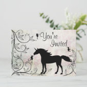 Eenhoorn en feeën magische verjaardag uitnodiging (Staand voorkant)