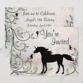 Eenhoorn en feeën magische verjaardag uitnodiging (Voorkant / Achterkant)